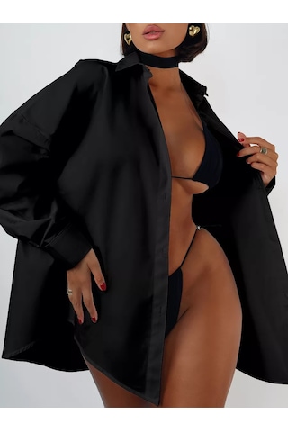 Onnude Oversize Siyah Gömlek 229693674 Siyah