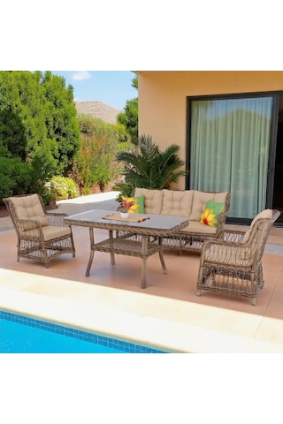 Lavida Bahçe Oturma Takımı Rattan Bahçe Balkon Takımı 3+1+1 Ve Sehpa Diğer