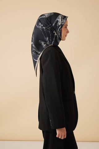 Maisa Cevlan Mulberry İpek Eşarp 90 90 Cm - Koyu Mavi 4807