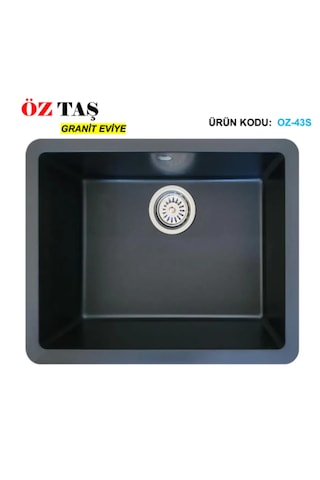 Öztaş ÖZ-43s Granit Mutfak Eviye Siyah Tek Gözlü 43 x 55 CM