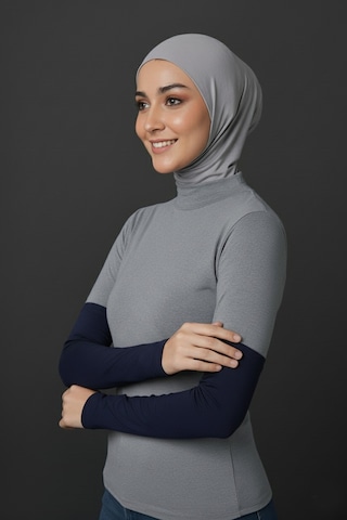 Sonbaharmoda Kadın Tesettür Likralı Esnek Düz Penye Kolluk Lacivert