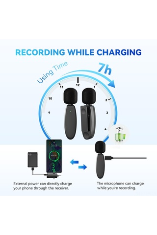 Xindoker Kablosuz 2'li Mini Lavalier Mikrofon Seti - İphone Uyumlu/android/kamera İçin 120m Menzilli, Gürültü Azaltmalı Profesyonel Kayıt
