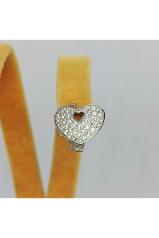 Firuze Gümüş Kalpli Halka Gümüş Küpe F1600582