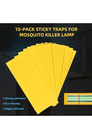 Vkemall 10 Adet Tek Yüzlü Sarı Kenar Yapışkan Kovucu, 34.5x11.2 Cm, Sinirli Uçanları Etkili Bir Şekilde Yakalar, Ev Ve Kamusal Alanlar İçin Uygundur