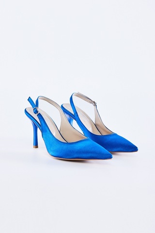 Valmenti Carla Kadın Saks Saten Vegan Topuklu Ayakkabı 292 6001-v Bn Ayk Y23 Saks Mavi
