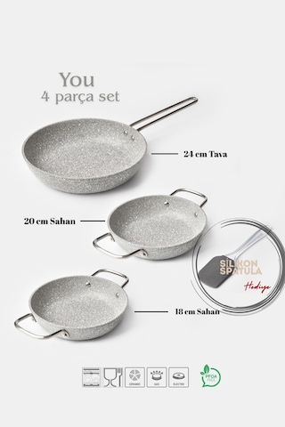 You Granit 4 Parça Tava Sahan Seti Gri