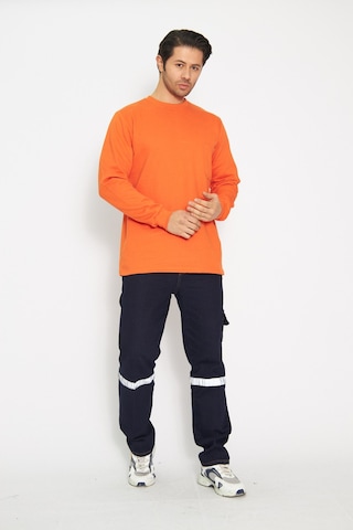 Orange Safety Sıfır Yaka Sweat %100 Pamuk Turuncu