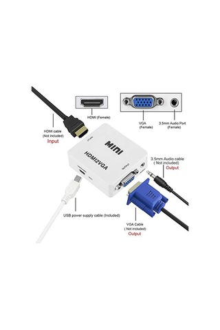 Hdmı To Vga+ses Dönüştürücü Çevirici İle Hdtv Projektörü Hdmı 2 Vga Dönüştürücü