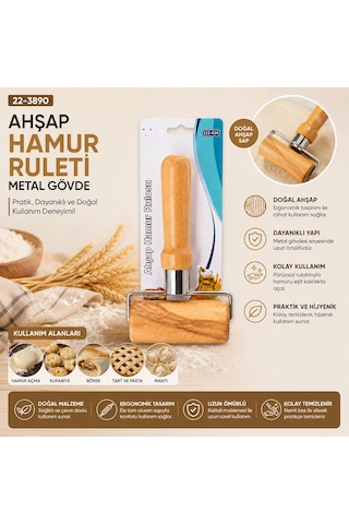 İbico İ22-434 Hamur Açma Ruleti Ve Rulo Ahşap Metal Gövde Lux - 12'li Paket Diğer