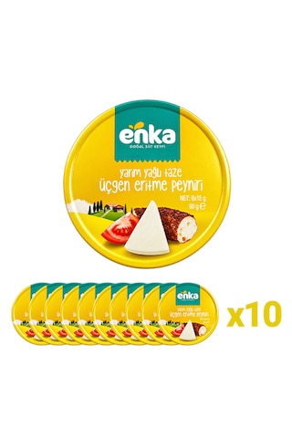 Enka Gurme Üçgen Eritme Peyniri Yarım Yağlı 6 X 15 G, 10 Lu Paket