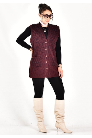 Onno Style Woman Klasik Yelek Bordo