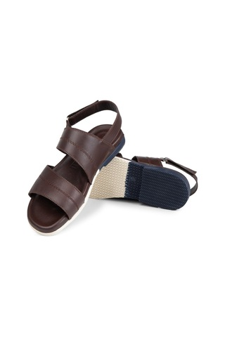 Viasna Hakiki Deri Erkek Terliği, Hakiki Deri Terlik, Ortopedik Taban Terlik, Kauçuk Taban Kahverengi