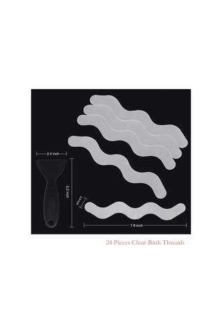 Symbee Banyo Kolu Kaymazsız Bandı Peva Dalgalı Desenli Su Geçirmez Anti-kayma Bant 12 Adet 2x20cm Şeffaf