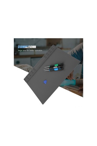 Lemestar Telefon Bilgisayar Tamir Platformu Isil Yalıtımlı Silikon Mat - 350x250mm Büyük Alanlı, Depolama Izgaralı, 500 C Isı Dayanıklı