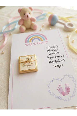50 Adet Hazır Kişiye Özel Bebek Hediyelik Kartı, Hoşgeldin Bebek Hatıra Kartı