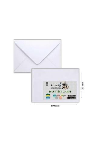 Zarf 13x18 Davetiye Zarfı Beyaz 250'li 1 Paket Artlantis Beyaz Da