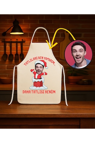 Kişiye Özel Karikatür Fotoğraflı Mutfak Önlüğü Daha Tatlısı Benim Önlük Çok Renkli