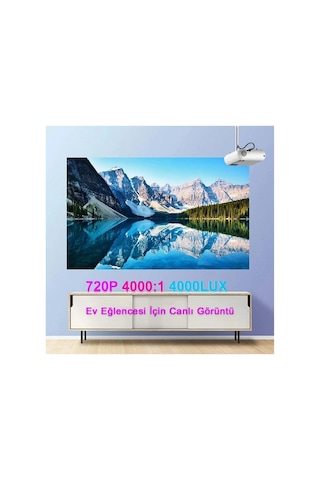 Projeksiyon Cihazı P62 Full Hd Destekli Wifi & İos & Android Cep Tel Yansıtma Mini