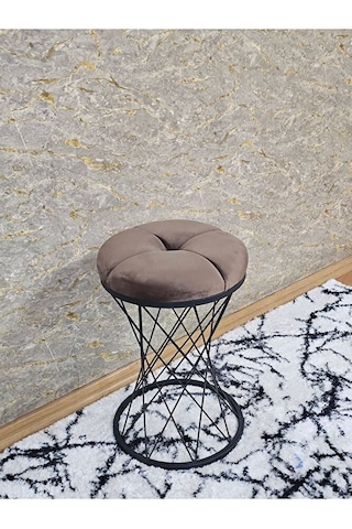 Yuvarlak Siyah Boyalı Puf Oturak - Bench - Ayak Ucu Oturak - Tabu Çok Renki