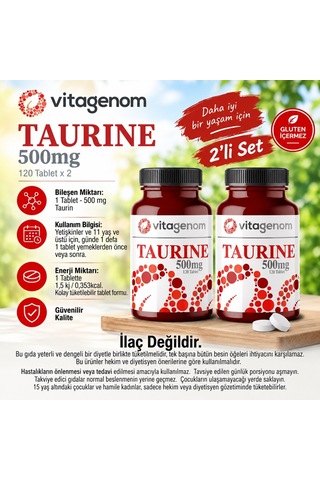 Taurine 500 Mg 2 Kutu 240 Tablet