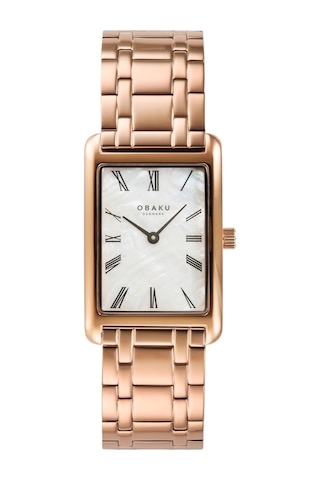 Obaku Denmark V311lxvwsv Quartz Çelik Rose Beyaz Kadran 24 Mm Kadın Kol Saati Rose Gold