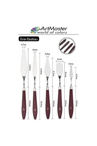 Çelik Boyama Spatülü 5 Li Spatül Resim Ve Heykel Çelik Spatula Esnek Çelik Palet Bıçağı Pasta Spatulası 1 Paket