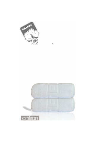 2'li Hotel Logo Banyo Havlusu - 70x140 Cm, 490 Gr, %100 Pamuk, Spa Ve Otel Havlusu, Günlük Kullanıma Uygun Beyaz