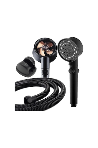 Qianfan Power Pervaneli Start Stoplu Mafsallı Duş Seti Duş Siyah