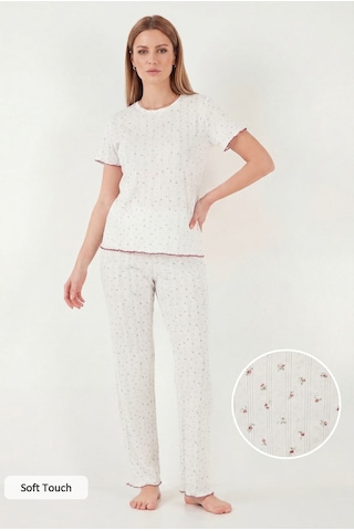Lela Bayan Pijama Takımı 65770753 Beyaz-mor