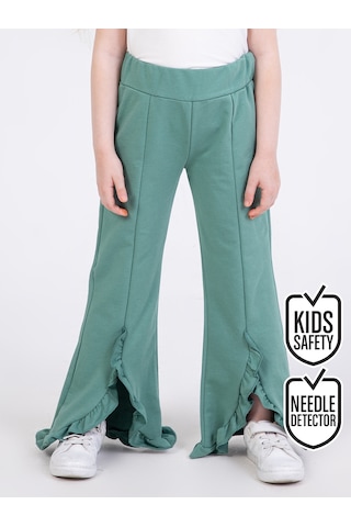 Denokids Kız Çocuk Fırfırlı Yeşil Eşofman Altı Çok Renkli