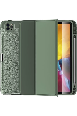 Apple Uyumlu iPad Pro 11'' 2022 4. Nesil M2 Çip Deri Görünümlü Kalemlikli Kılıf Lux Case Kılıf