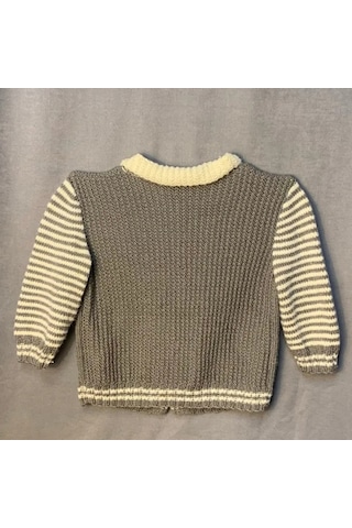 Uretti - Tuğba 9352 - El Örgüsü Saç Örgü Detaylı Erkek Çocuk Hırka - 5 / 7 Yaş Gri