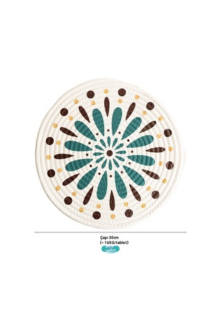 Japon Tarzı Baskılı Pamuk İp Yalıtım Pedi Ahşap - Yeşil