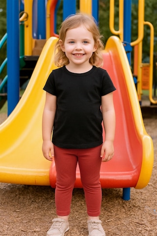 Kız Bebek Tayt Düz Renk Likralı Kumaş Esnek Kiremit