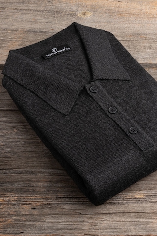 Woolen World Polo Yaka Battal Büyük Boy Yünlü Triko Kazak Antrasit