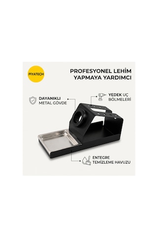 Profesyonel Metal Havya Sehpası Ve Lehim Standı - Sünger Yuvalı 16x7x7,5 Cm - Siyah