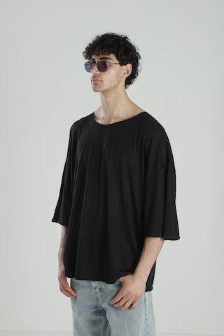 Cocopelli Fakir Kol Siyah Oversize Viscon T-shirt Coc2277 Siyah