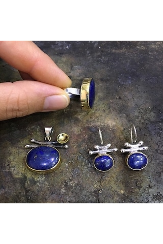 Lapis Lazuli Taşlı Gümüş Set 925 Ayar
