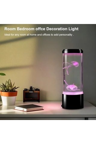 Honeybeeshop Beyaz Denizanası Lambası Akvaryum Okyanus Gece Işığı Renk Değiştiren Ortam Aydınlatması Oturma Odası Yatak Odası Masa Dekorasyonu Usb 3 Aaa Pil İle Çalışır Beyaz