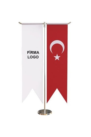 T Tipi Krom Masa Bayrak Direği Sf Byr-19 Photoink Beyaz