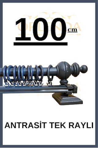 Rustik Perde Askısı Antrasit 100cm - Ahşap Rustik Antrasit