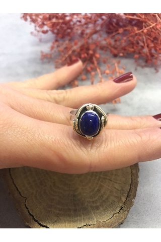 Lapis Lazuli Taşlı Gümüş Yüzük 925 Ayar Doğal Taş Ayarlı Yüzük