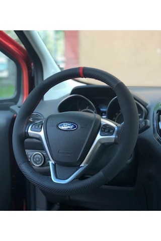 Opel Astra H Alkantra-Karbon Kırmızı Yüzüklü Direksiyon Kılıf (510525479)