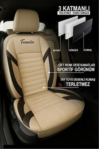 Dacia Duster Laureate 1.5 Dci 110 4x2 E2 I H Md 2015 Uyumlu Spor Model Serisi Tay Tüyü Bej Oto Kılıfı Tam Set