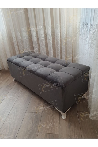 Yeni Model Lüks Çizgi Kapitoneli Sandıklı Puf Bench 120 Cm Beyaz