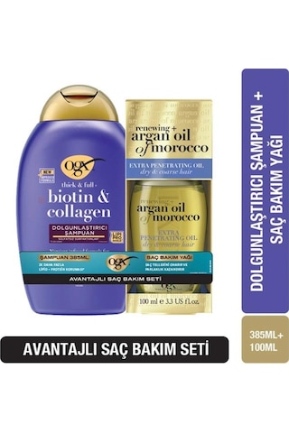 Organix Biotin&collagen Şampuan 385 Ml+argan Saç Bakım Yağı 100 Ml Set