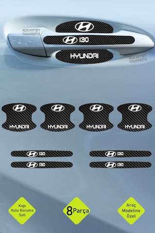 Hyundai İ30 Şık Görünüm Sunan İ30 Kapı İçi Kolları Karbon Koruma Folyo Seti 8 Parça Dayanıklı Malzeme