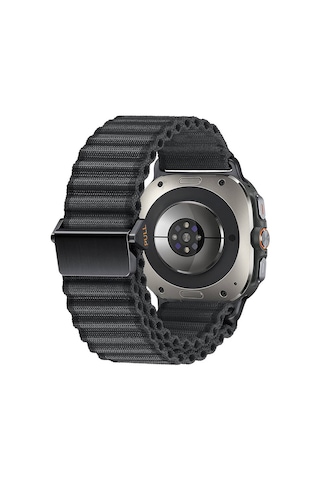 Zore Galaxy Uyumlu Watch Ultra 47mm Krd-120 Naylon Kumaş Hasır Örgülü Kordon-siyah
