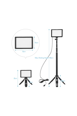 Mufunye Andoer Usb Led Işık Seti 3200k-5600k 14 Seviye Parlaklık Ayarlı 148cm Yüksekliği Ayarlanabilir Tripod 5 Filtreli Üçlü Cold Shoe