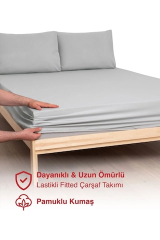 Gri Penye Lastikli Çarşaf Pamuklu Kumaş Tek/çift Kişilik